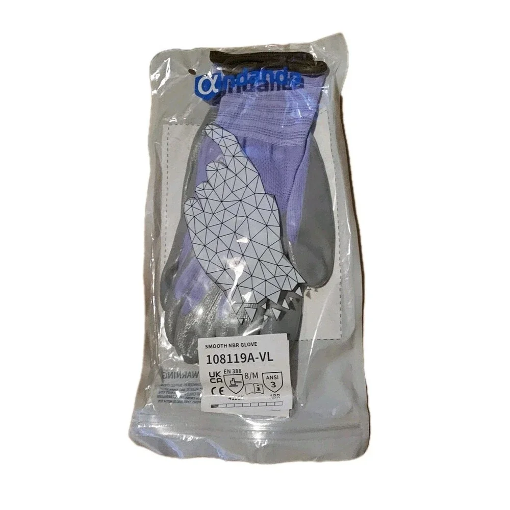 Andanda Smooth NBR Glove 8/M Polyester NBR Industrial 108119A-VL NWT